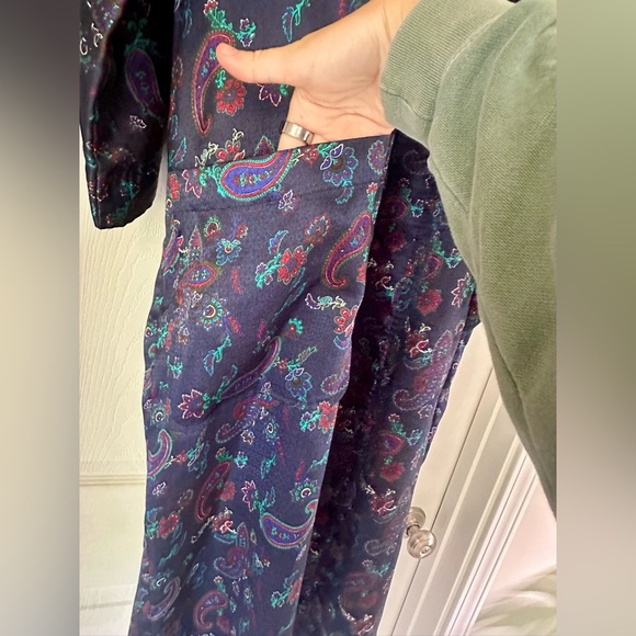 Navy vintage lightweight Christian Dior Monseur paisley robe - Picture 2 of 6